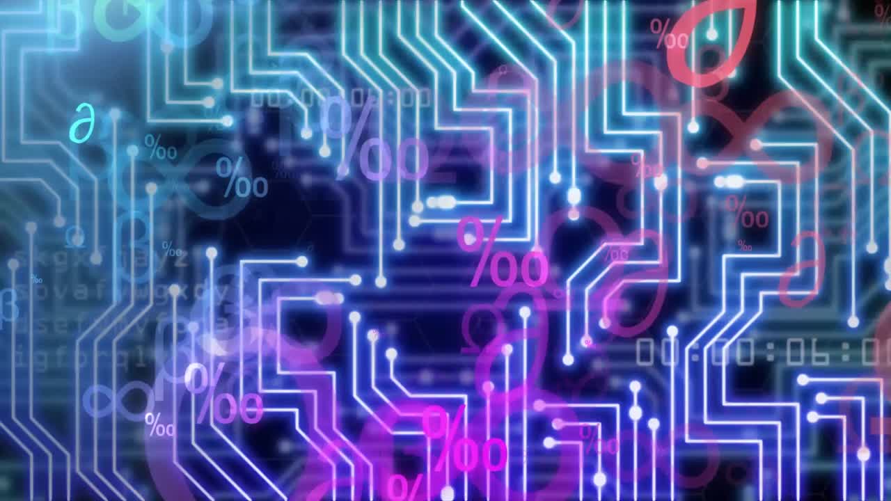animación del procesamiento de datos en una placa de circuitos informáticos