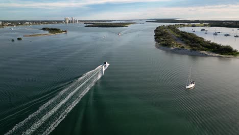 boat on the broadwater on the northern end of the gold coast, queensland, australia 20230502