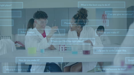 animación del procesamiento de datos sobre diversos estudiantes en el laboratorio