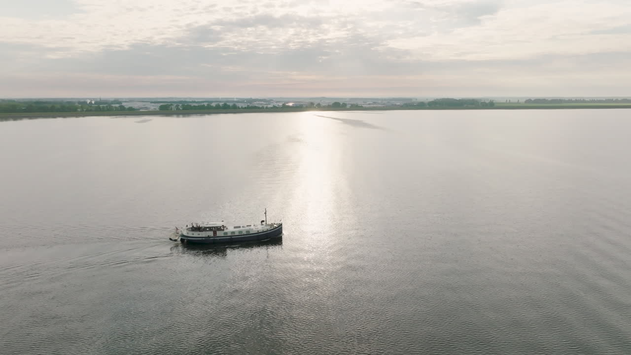 The Luxemotor Dutch Boat Moving Toward Offshore Wind farm