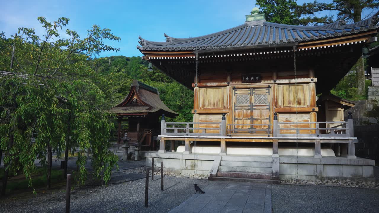 Empty Japanese Temple in Summer, Crow on Path to Kiyomizu Dear, Kyoto
