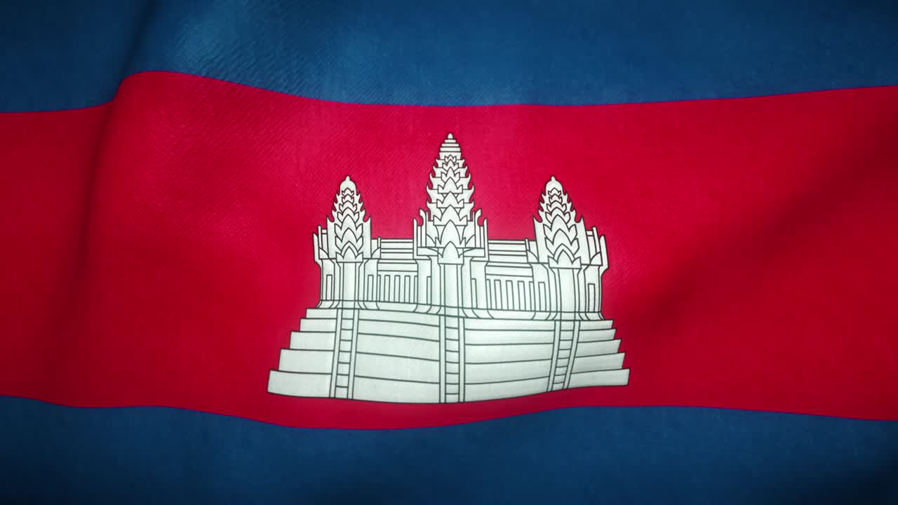 la bandera de camboya ondeando en el viento