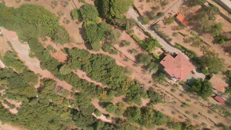 Top-View-Of-Fields-And-Vegetation-Near-Sant'Angelo-Village-In-Colle,-Montalcino-Siena,-Tuscany-Italy