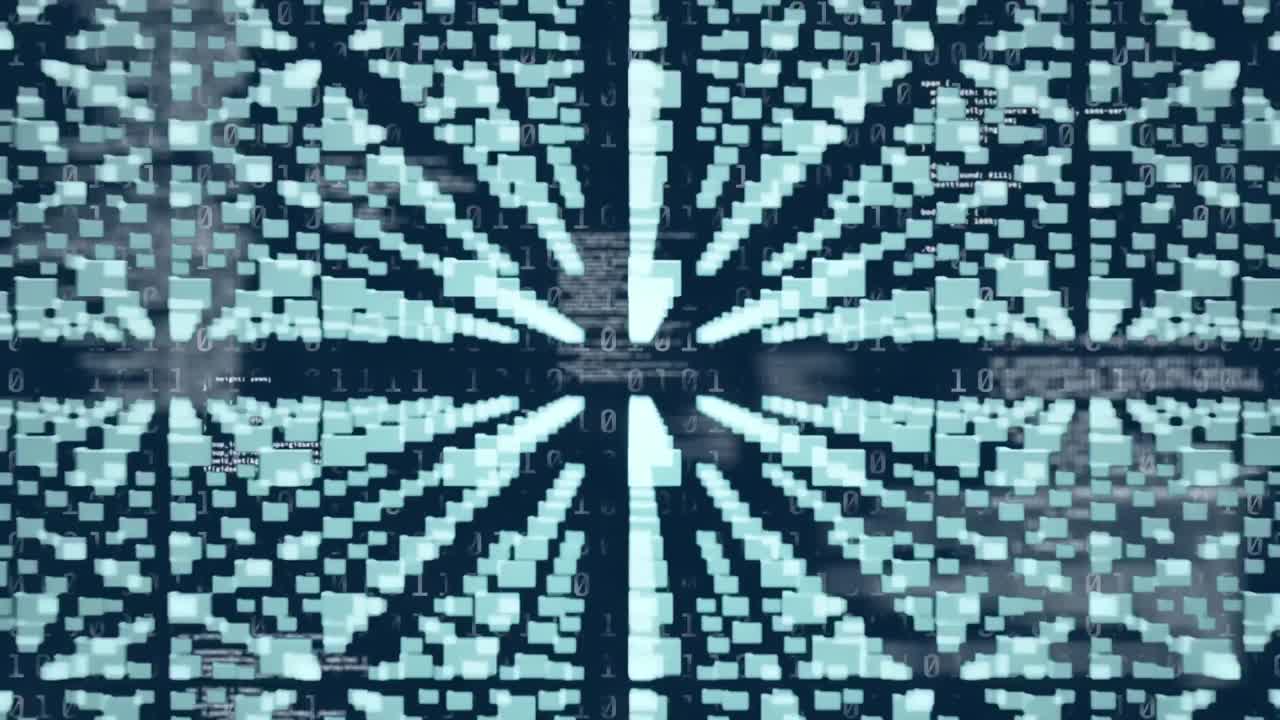 Animation of digital interface online security padlock and binary coding