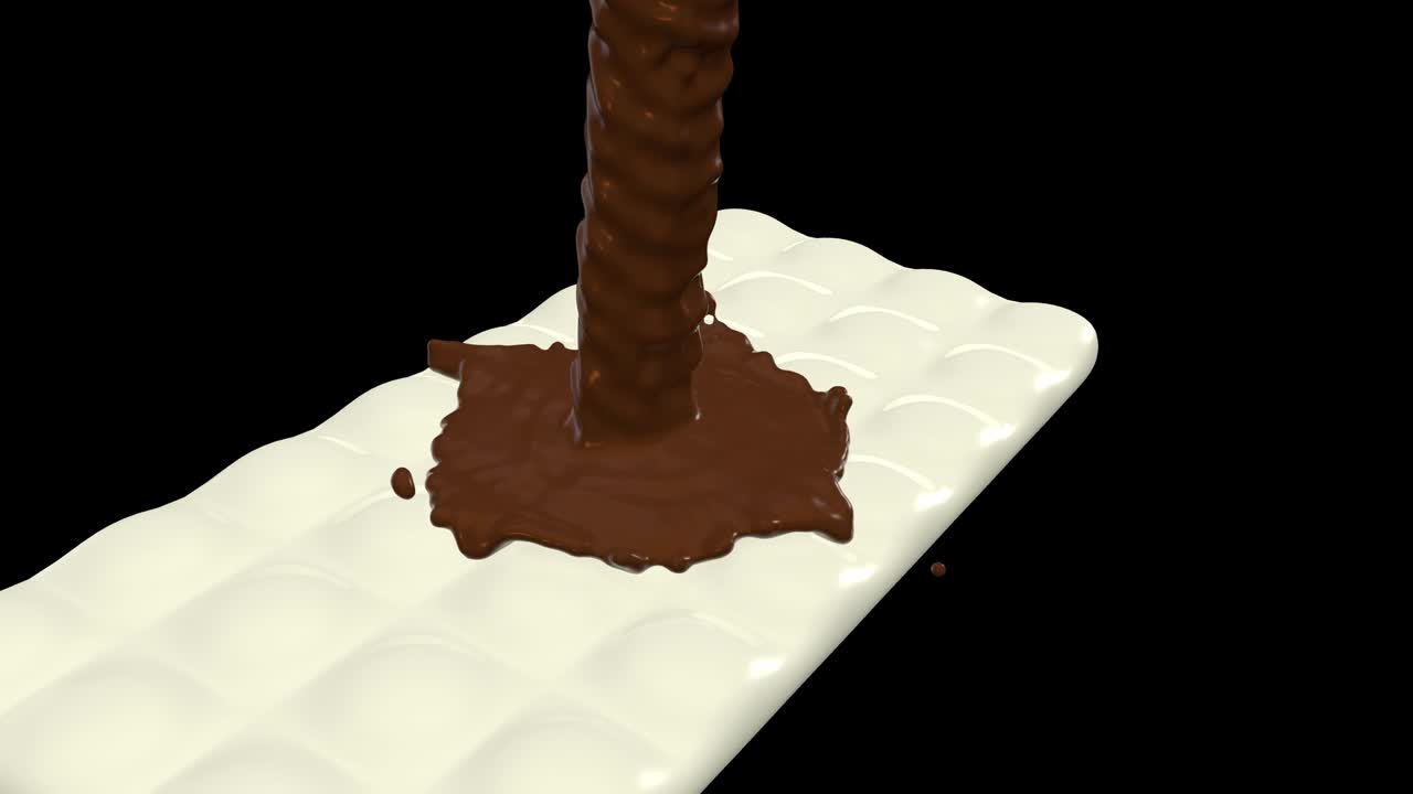 색 초콜릿을 녹여, 고속 3d 렌더링에서 슈퍼 슬로 모션, 600fps, 쉽게 배경을 변경합니다.