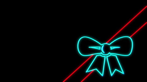 ribbon and bow neon sign on black background