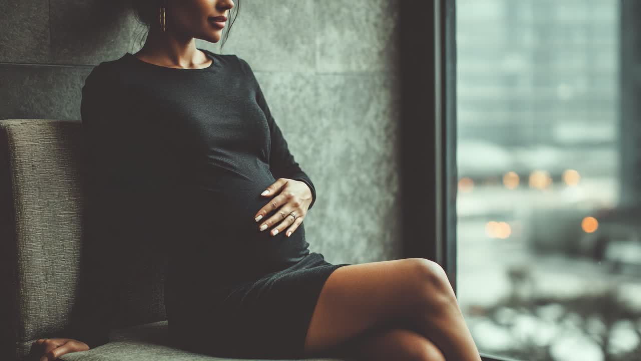 A Graceful Expectant Mother Relaxing by a Window, Embracing the Beauty of Pregnancy and Anticipating New Life with Serene Elegance and Calmness