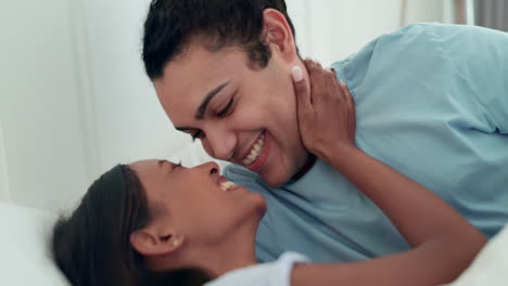 Couple,-bed-and-kiss-with-love