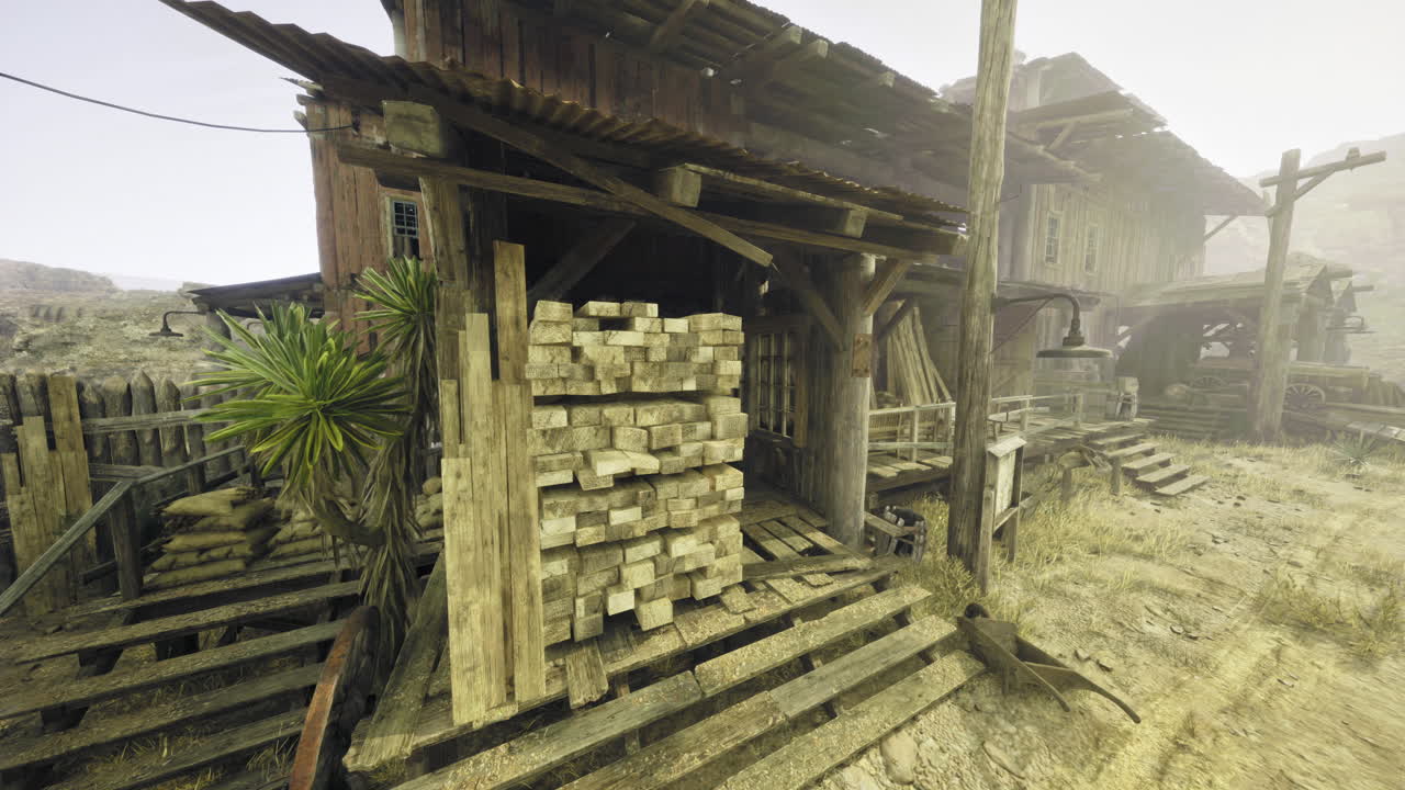 Unique rustic wooden structure surrounded by nature at golden hour