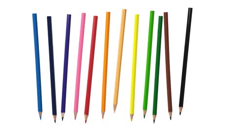 multicolored pencils float in the air