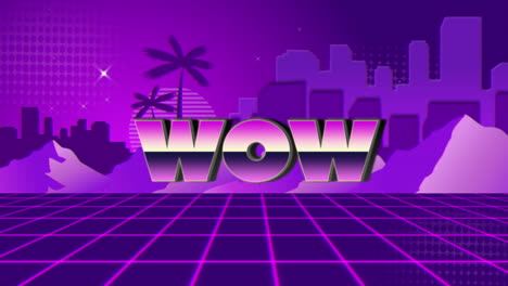 animación pantalla de videojuegos antiguos con la palabra metálica wow escrita