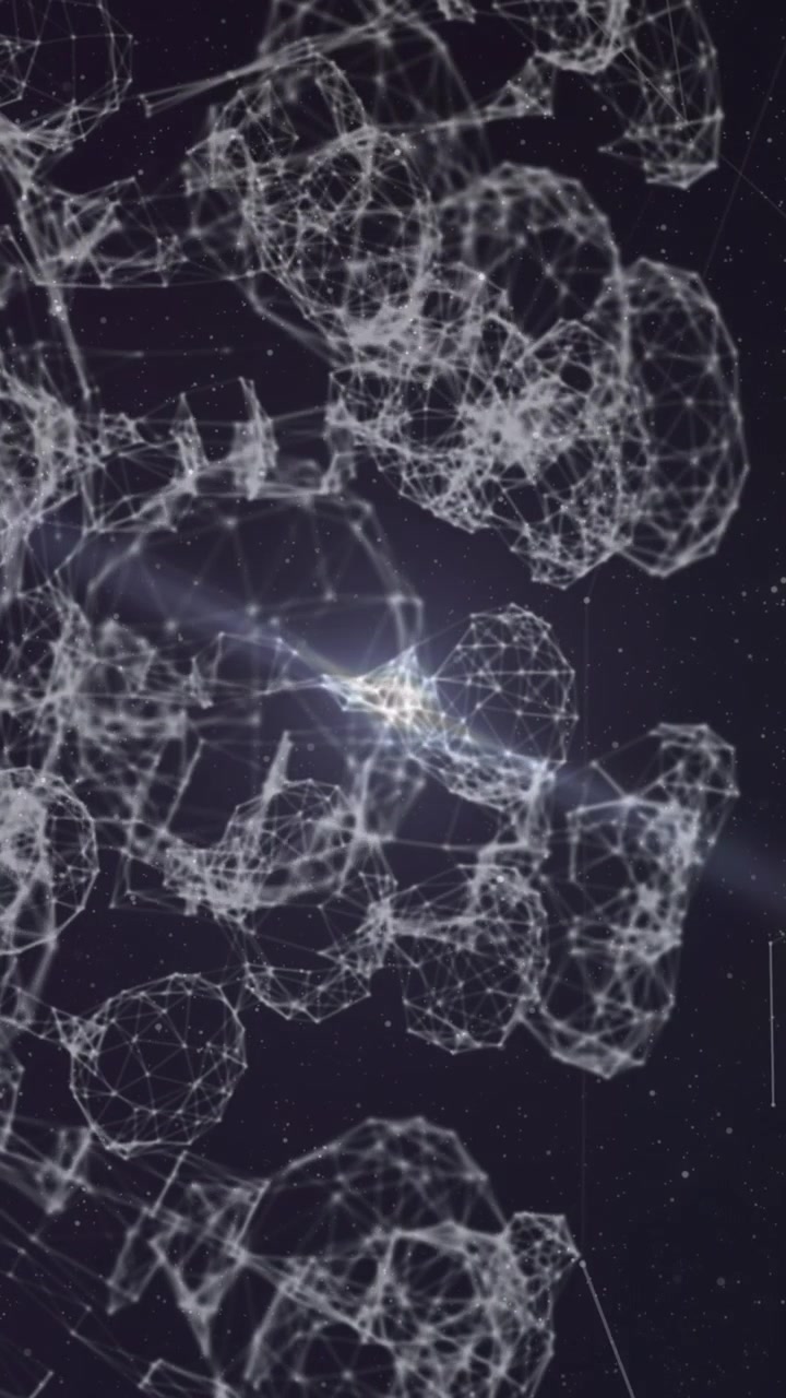 Animazione di una rete di connessioni con cervello umano e globo.