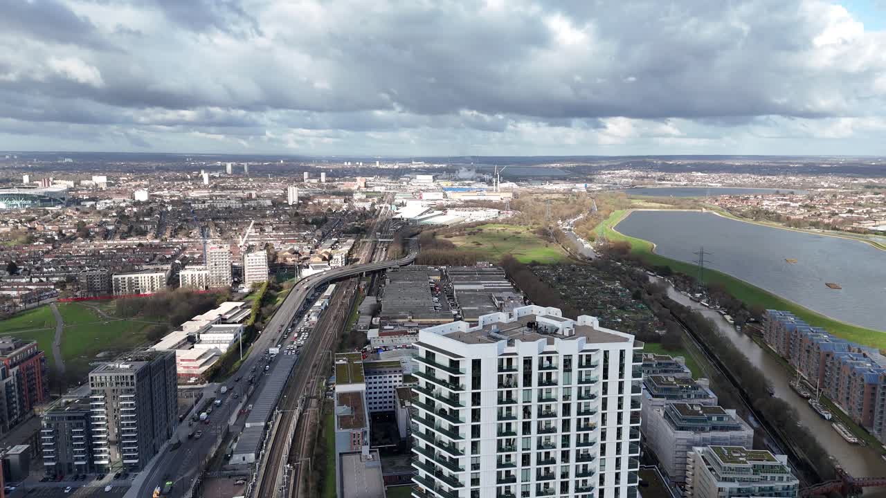 Tottenham Hale North London UK street ,houses drone,aerial