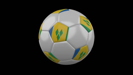 pelota de fútbol con la bandera de san vicente y las granadinas, 4k con alpha, bucle