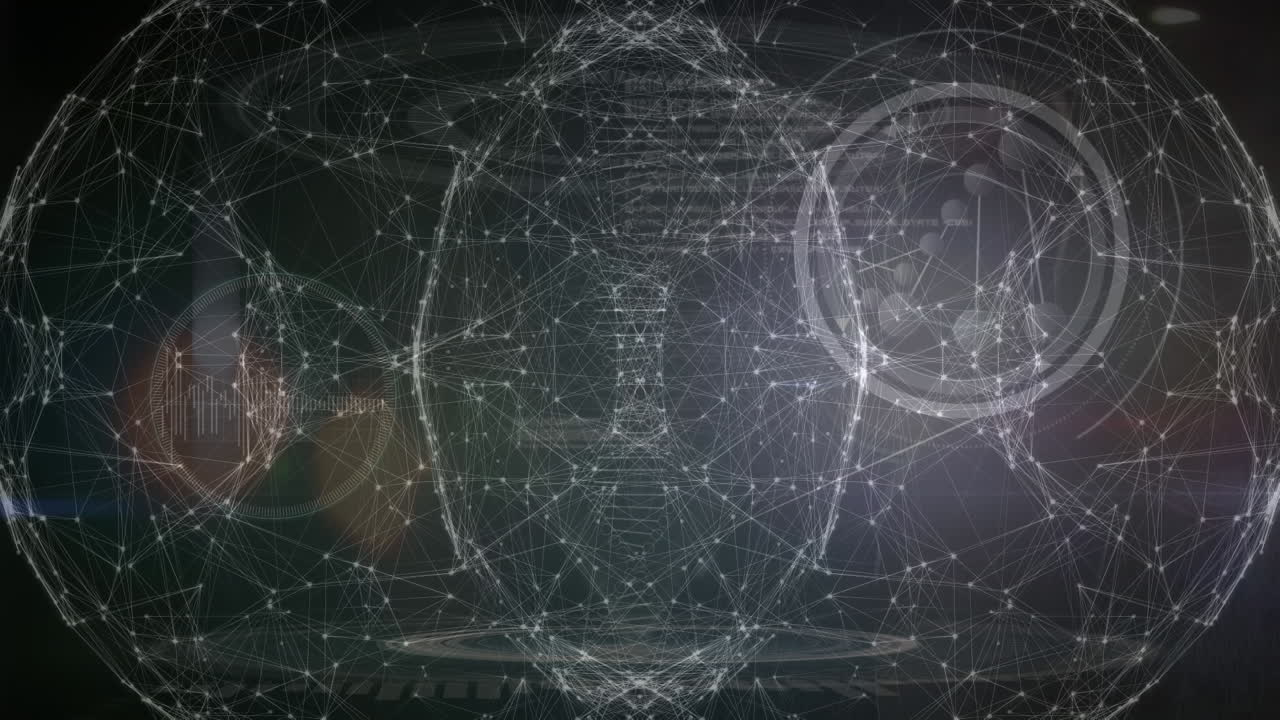 animación de datos científicos, adn y conexiones sobre un fondo negro