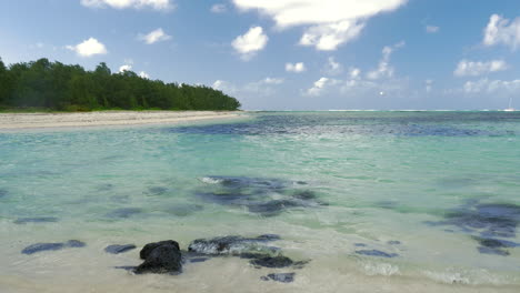 forested coastline and blue lagoon mauritius