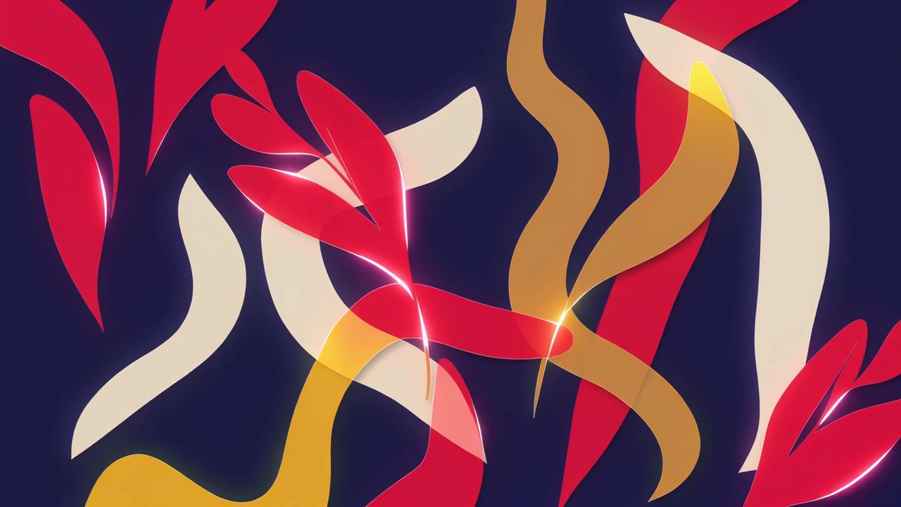 Abstract Motion Graphics with Floating Organic Shapes and Soft Lighting