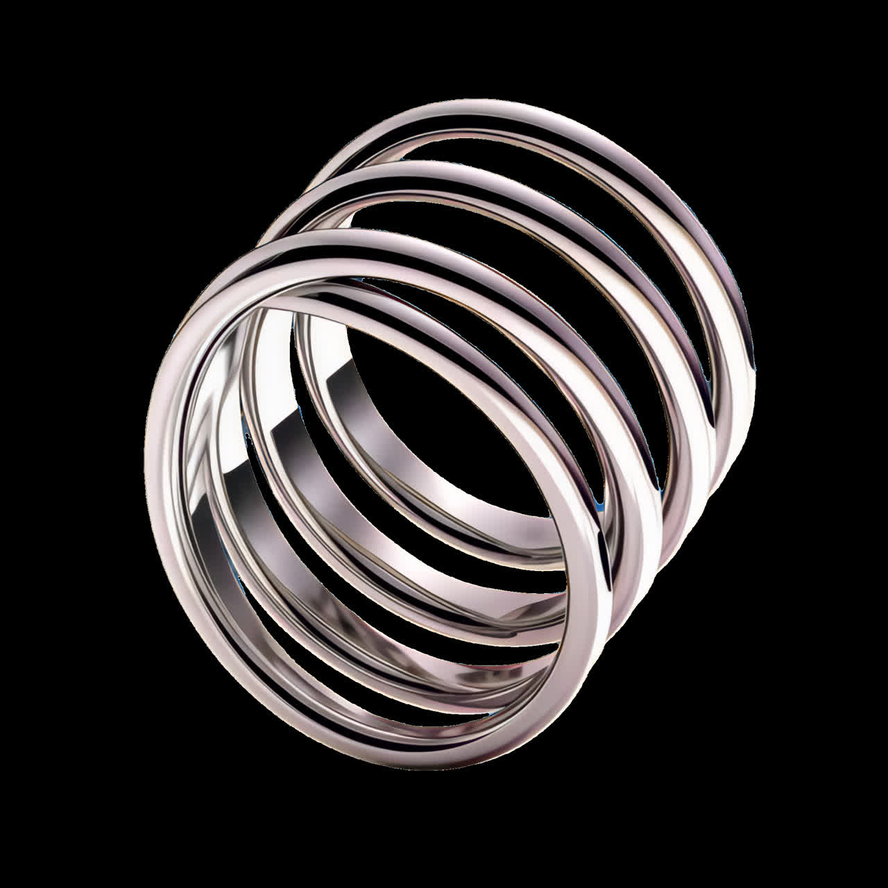 Elegant spiral silver ring design animation isolated asset, transparent 4K video, alpha channel