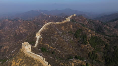 the jinshanling great wall on luanping in the northeast of beijing, china. aerial drone shot