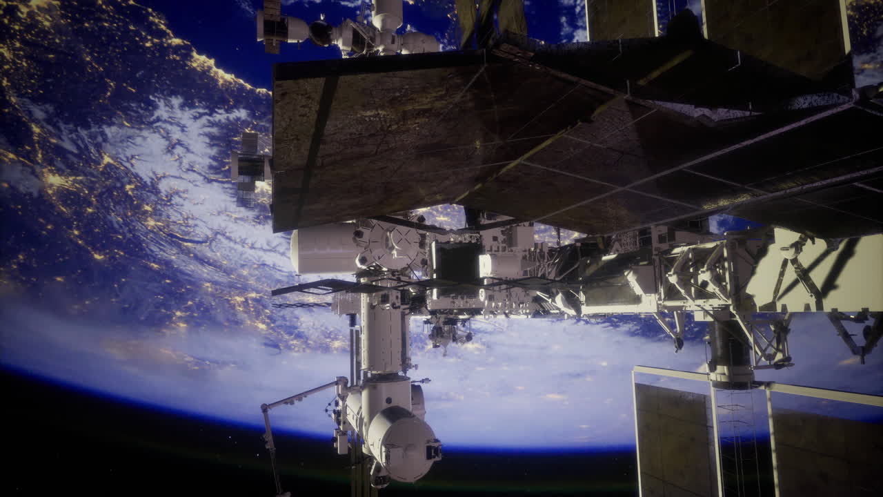 Esplorando la Stazione Spaziale Internazionale sopra la Terra di notte