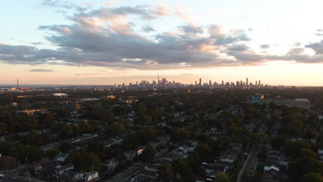 A-panoramic-view-of-Toronto-in-the-early-evening-hours:-green-Eastside-is-also-covered-with-cloudy-sky