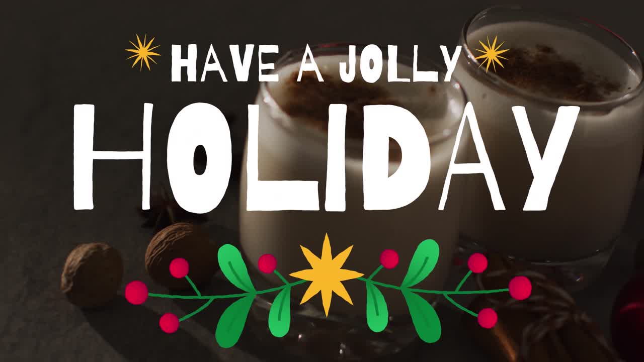 크리스마스 축하 문자의 애니메이션 크리스마스 장식 위에 텍스트