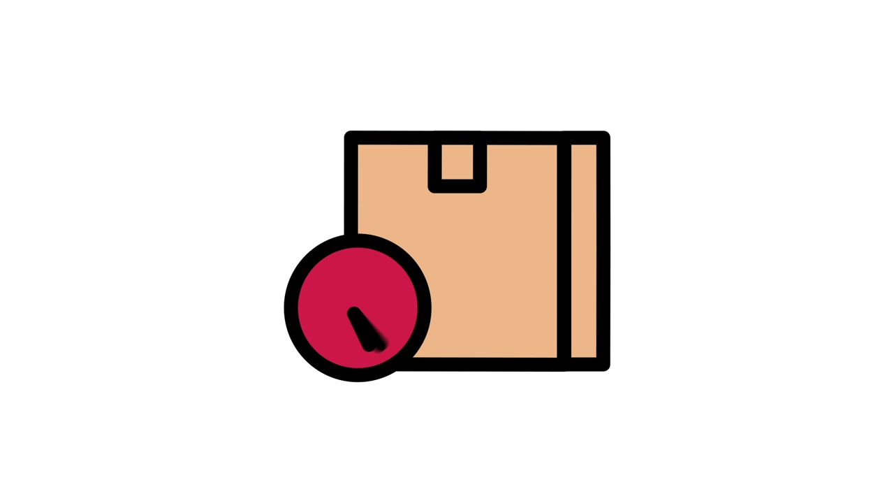 Animated Icon of a Package with a Ticking Clock for Delivery Time