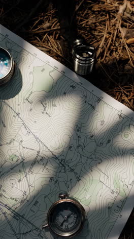 hiking map and compass
