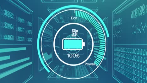 animation of scope scanning and data processing on blue background