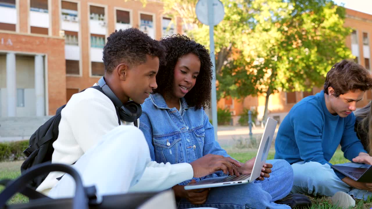 Students Studying Together on Campus