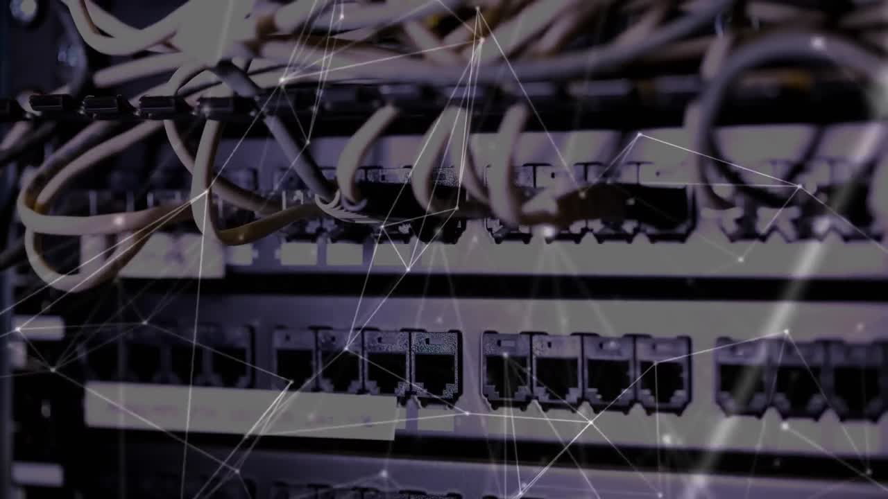 animación de la red de conexiones a través del hardware del servidor informático