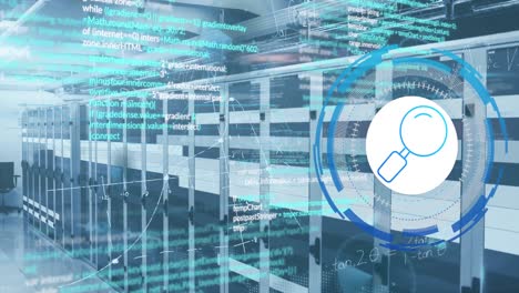 Animation-of-mathematical-equations-and-data-processing-against-computer-server-room