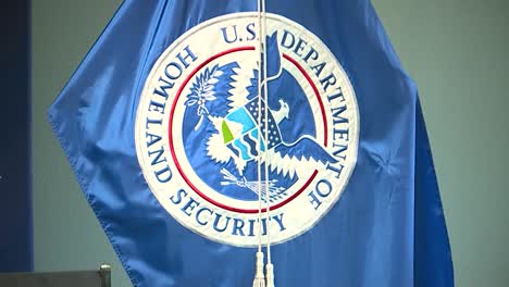 homeland security flag in office