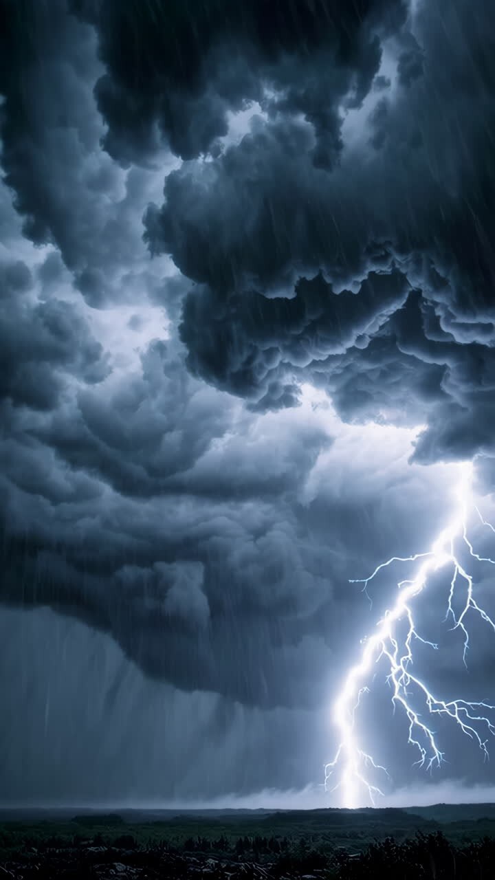 Cielo tempestoso drammatico con fulmini