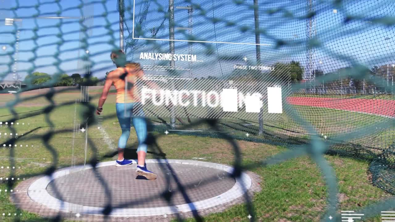 обработка данных против женщины-спортсменки, бросающей диск