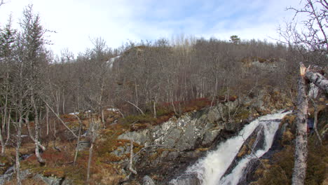 tilting down a mountain stream waterfall at vøringsfossen
