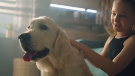 girl and dog interaction