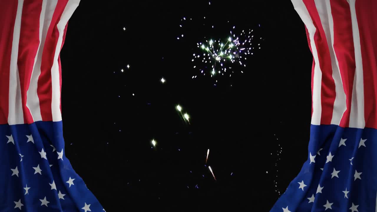 Digital animation of fireworks on the skyline at night 4k