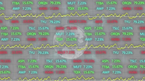 Animación-Del-Mercado-De-Valores-Sobre-El-Mundo-Y-Procesamiento-De-Datos-Sobre-Fondo-Gris