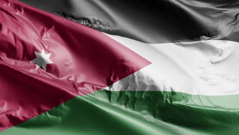 la bandera de jordania ondeando en el bucle del viento. el estandarte de jordania balanceándose en la brisa. fondo de relleno completo. bucle de 10 segundos.