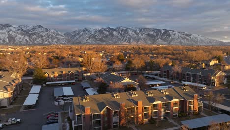 flyover-Candlestick-Lane-community-apartments-with-mountains-view-before-sunset