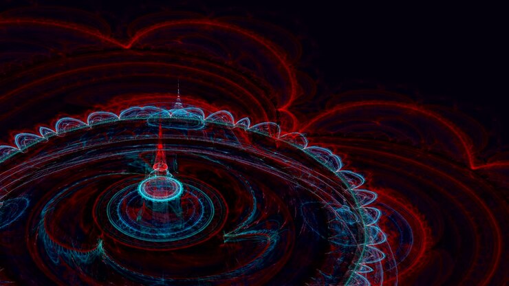 Abstract colorful fractal in red and blue color