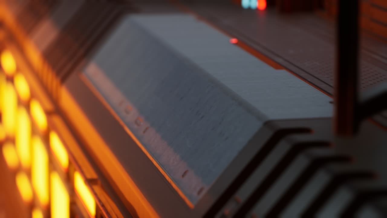 금속과 불빛을 가진 미래의 움직임 배경이나 사이버 표면