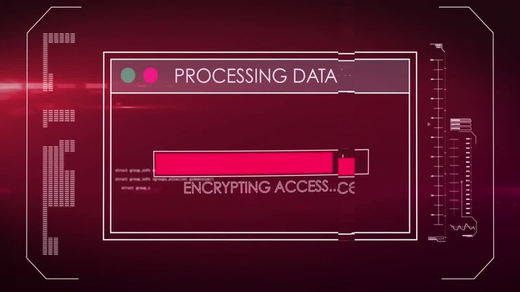 Animation der Datenverarbeitung auf rotem Hintergrund