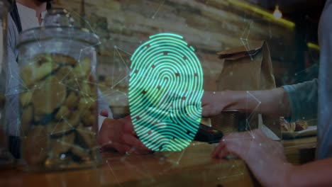 animación de la interfaz digital sobre las personas que utilizan el terminal de pago