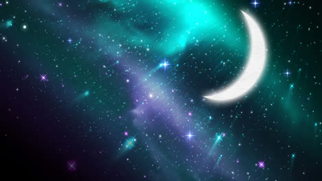 animación de la luna y las estrellas en el paisaje del cosmos