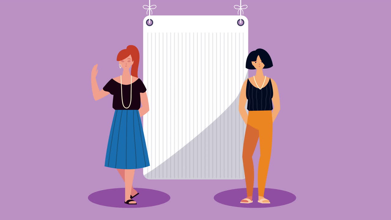 라벨이 매달린 두 소녀