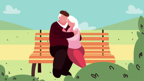 abuelos pareja abrazando amantes personajes