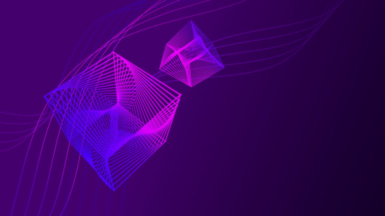Geometric background, wireframe rotating cubes on a seamless loop