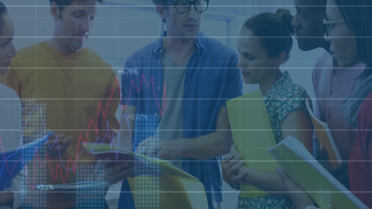 animación de las estadísticas y el procesamiento de datos financieros sobre diversos empresarios